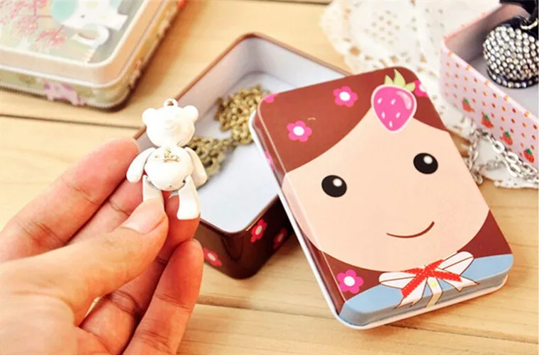 18 шт./партия Kawaii маленький металлический ящик с мультяшным рисунком, милый подарок жестяная коробка для хранения, мини ювелирные коробки органайзер для конфет и чая серьги