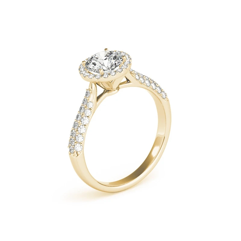 QYI 1 Carats Simulated diamond Pure 14k Yellow gold Multi Row Band Wedding Ring Classic Halo Engagement For Women | Украшения и