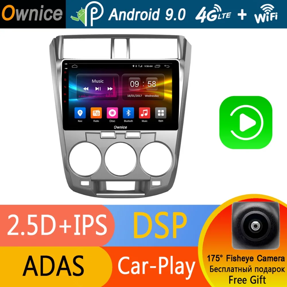 Автомобильный радиоплеер 10 1 дюймов IPS Android 9 0 Octa Core GPS DVD для Honda City 2009 2010 2011 2012 2013 2014 4