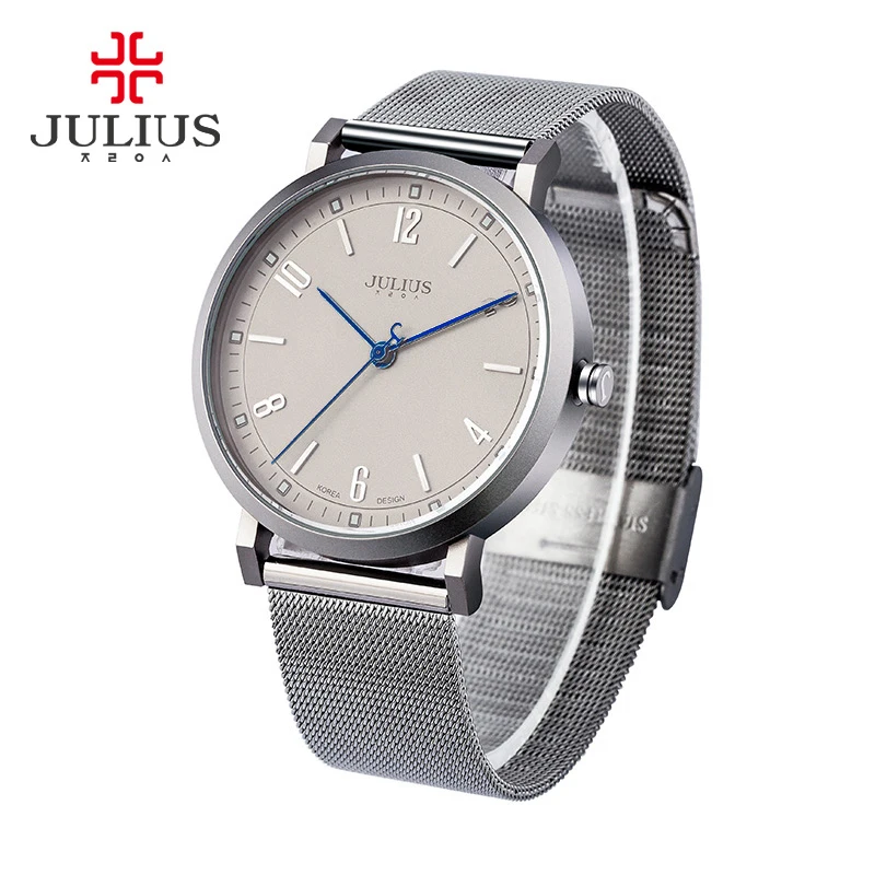 Модный Топ люксовый бренд Юлий Часы мужчин Нержавеющая сталь сетка ремень