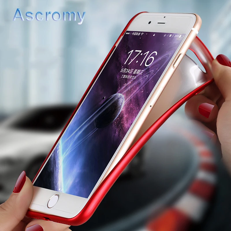 Ascromy Full Cover Soft Matte TPU Case for Apple iPhone 7 6 6S Plus 8 Back Sillicone Silicone Luxury capa Accessories |