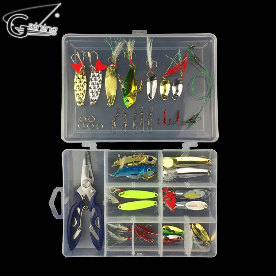 

Fishing Lure Kit Mixed Colors Fishing Lures Spoon Bait Set Metal Lure Kit Sequins DD Fishing Lures with Box Fishing Tackle