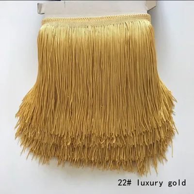luxury gold 1 yards 1 ярд 15 см длинная бахрома кружево кисточка полиэстер кружевная отделка Лента для латинских танцев юбка занавеска бахрома для шитья - Цвет: luxury gold 1 yards