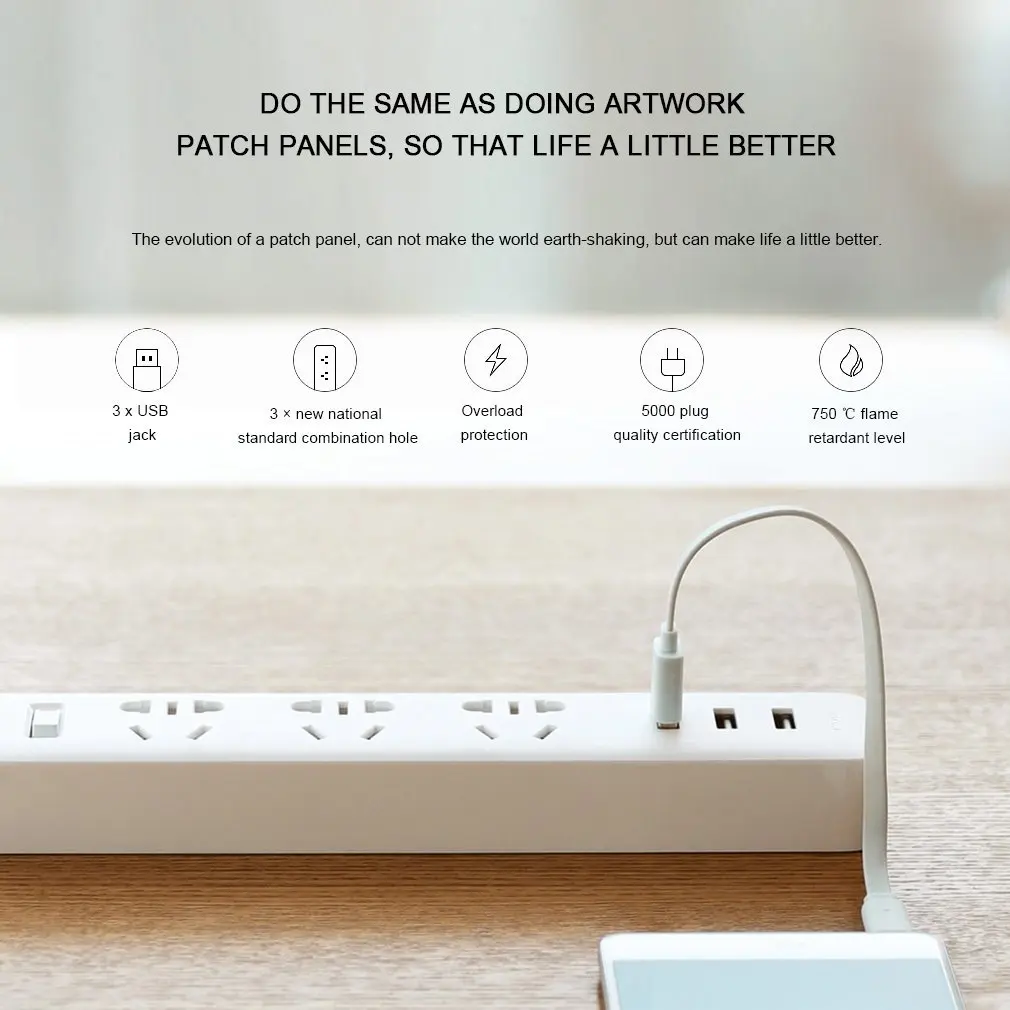 Xiaomi 3 порта USB 2A Быстрая зарядка Sokect зарядное устройство интеллектуальная розетка защита от перегрузки удлинитель для дома