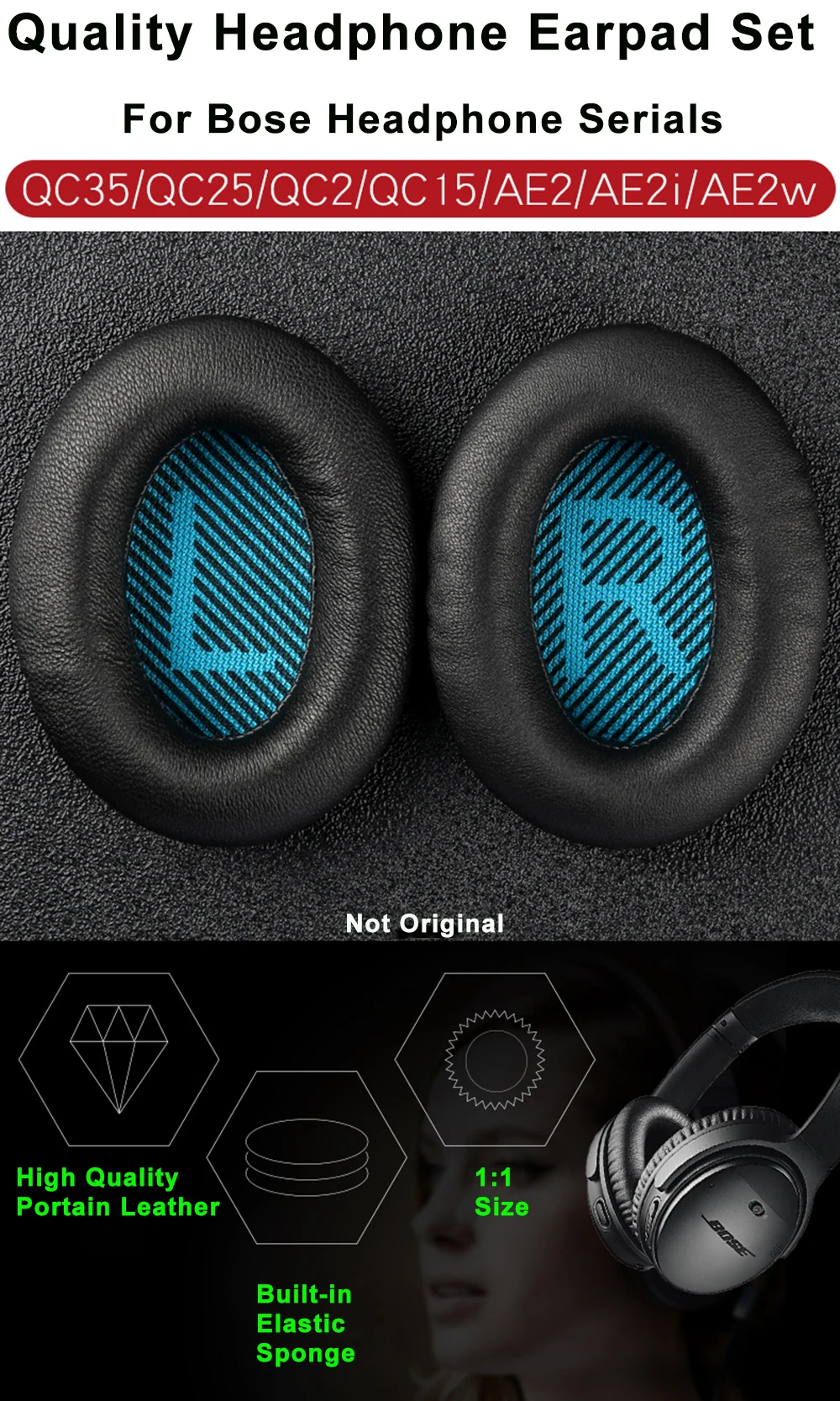 1 пара наушников амбушюры для наушников Замена подушечки комплект для Bose QC25 Тихий комфорт 25 15 2 35 QC15 QC35 AE2 AE2I AE2W Soundlink