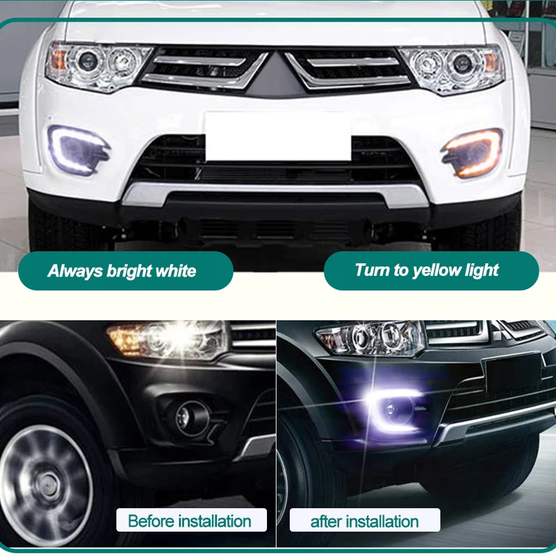 Hlxg 12V автомобильный светодиодный дневный ходовой светильник DRL для Mitsubishi Pajero Sport