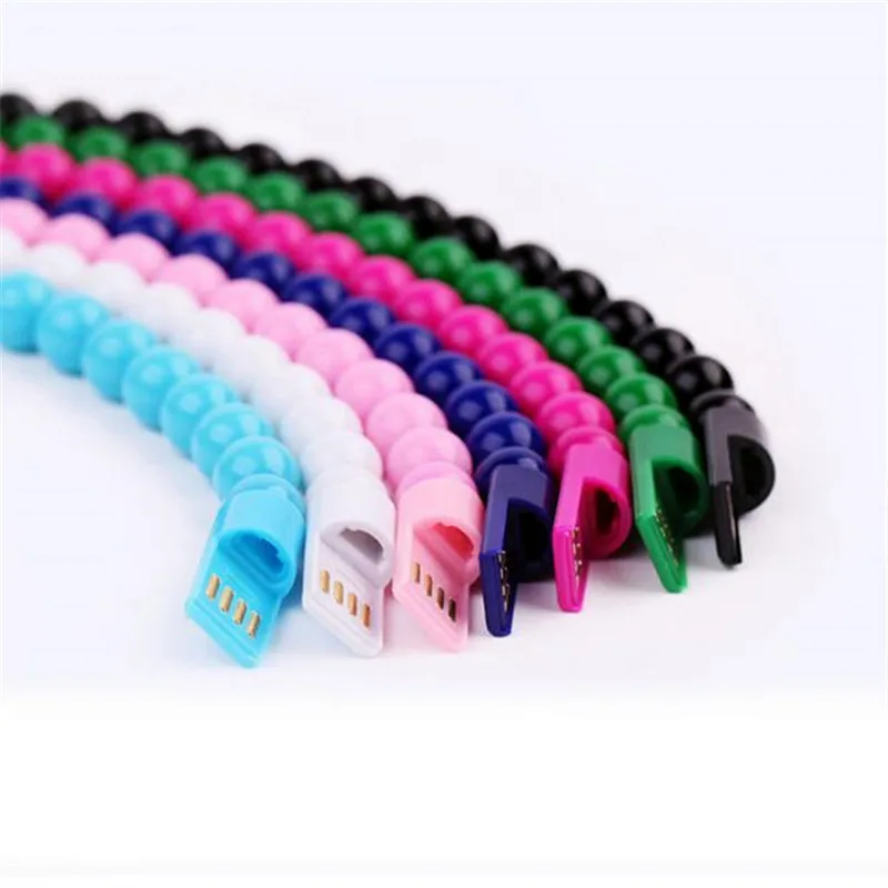Портативный usb-кабель для зарядки браслетов с бусинами, портативное usb-зарядное устройство для телефонов iPhone type C Micro usb Android, кабели для телефонов