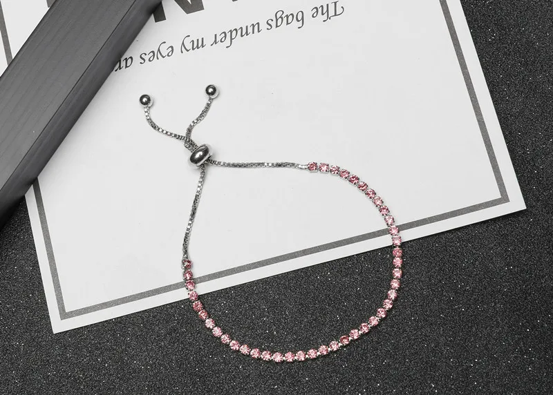 Pink Модный Кристальный женский браслет светильник роскошный микро-инкрустированный циркониевый браслет женский простой Регулируемый ручной браслет ювелирные изделия - Окраска металла: Pink