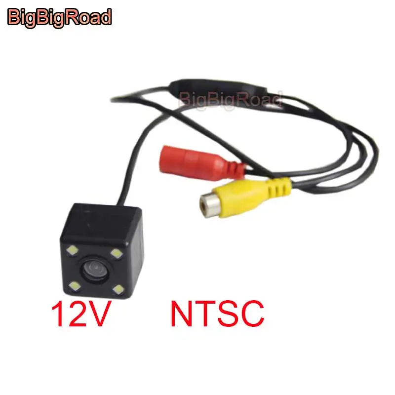12 NTSC With Led BigBigRoad 6 В/12 В HD CCD обратный резервный вид заднего вида парковочная камера без держателя и видео провод питания ночное видение PAL/NTSC - Название цвета: 12 NTSC With Led