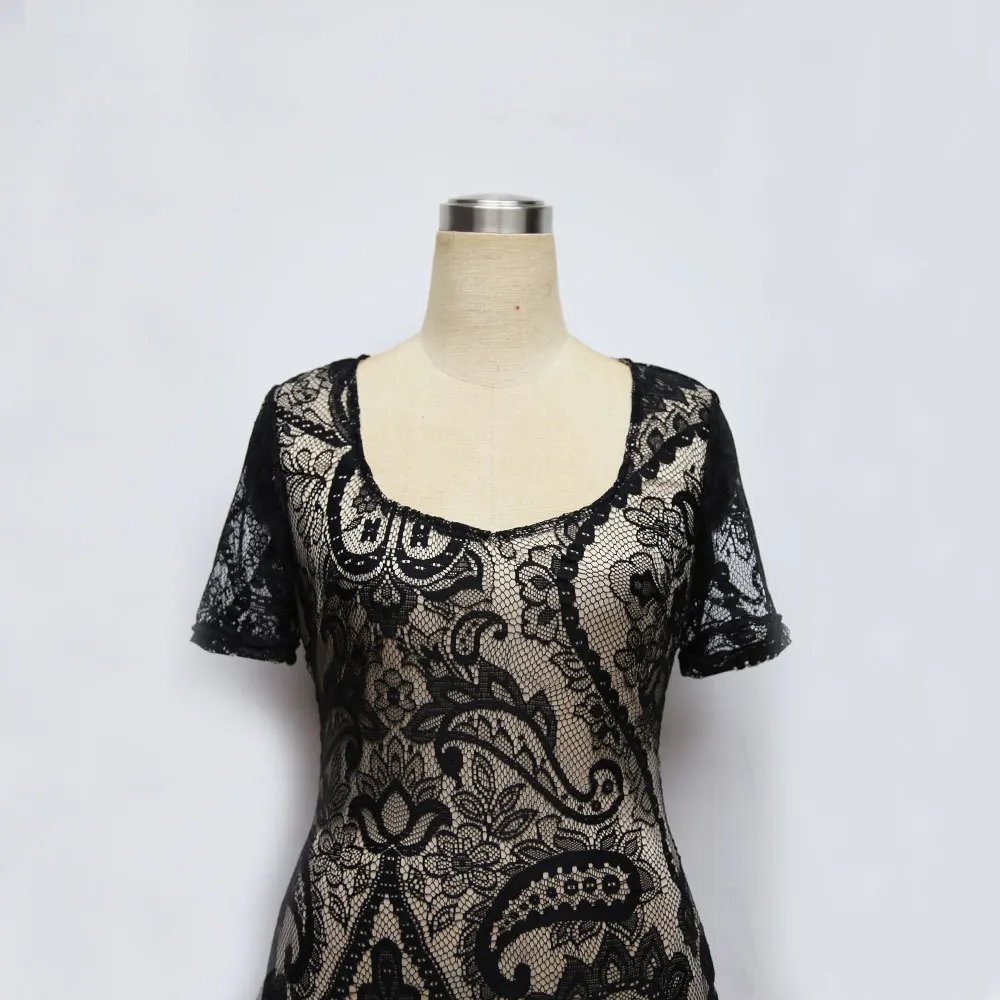 Женское кружевное платье карандаш Reaqka черное повседневное винтажное с V образным