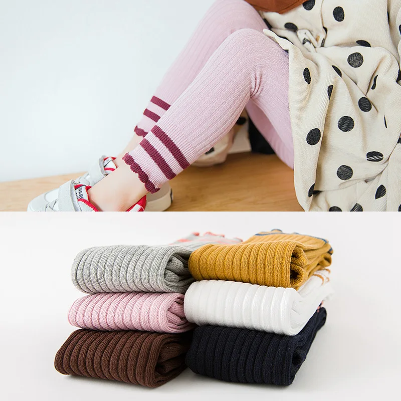 Леггинсы для девочек весна 2018 хлопковые штаны с параллельными полосками