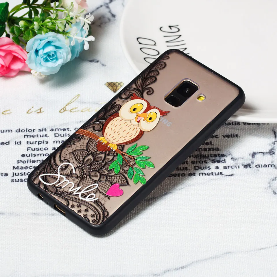Phone Case For Samsung A3 A5 A7 2017 2018 Sexy Lace Floral Hard PC Galaxy A6 Back Cover A8 Plus Coque Capa |