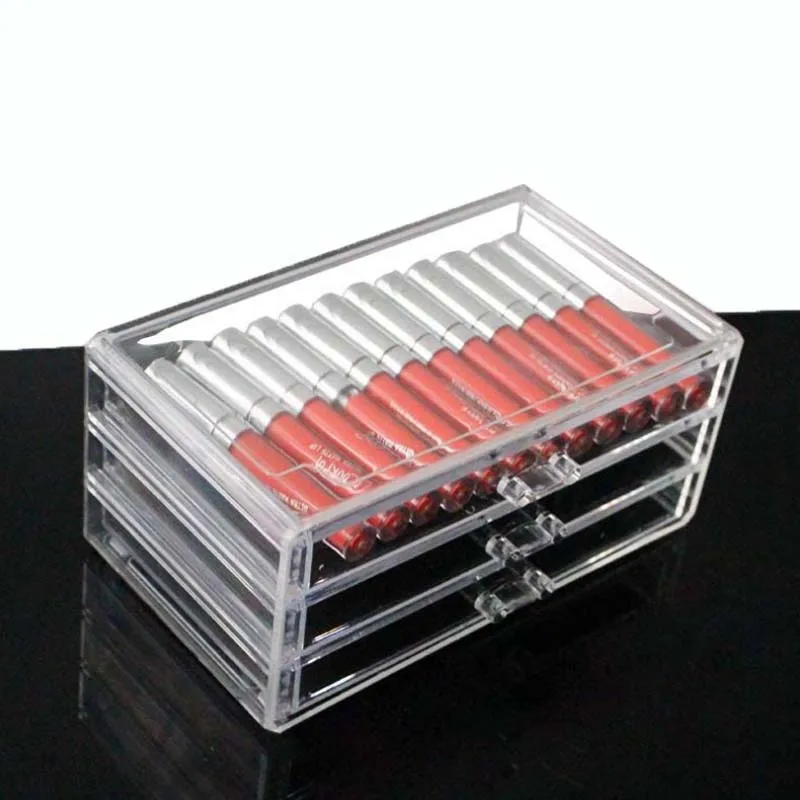 3 слойный прозрачный акриловый ящик для хранения макияжа чехол mac губная помада