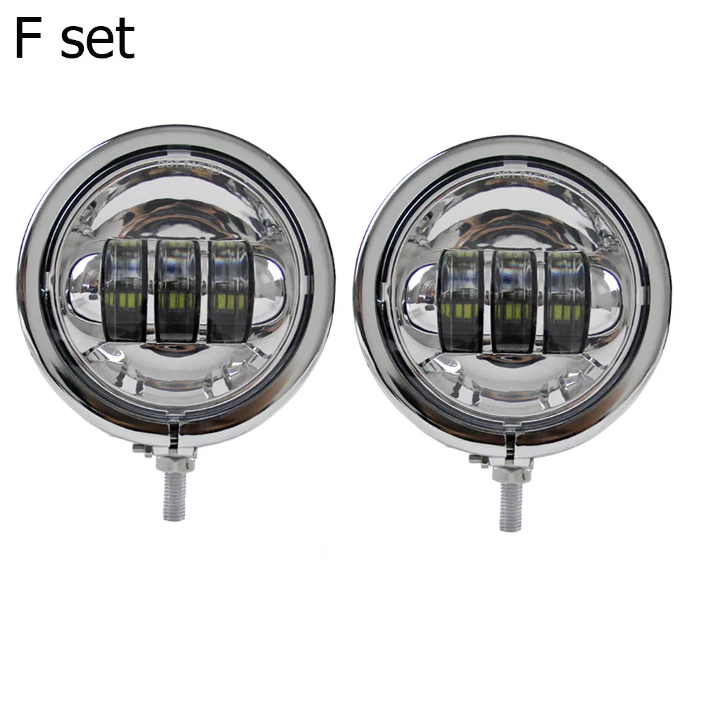F set " дюймовые светодиодные фары Hi/Lo луч с кронштейном+ 4,5" вспомогательные противотуманные фары хром с корпусом ведро - Цвет: F set