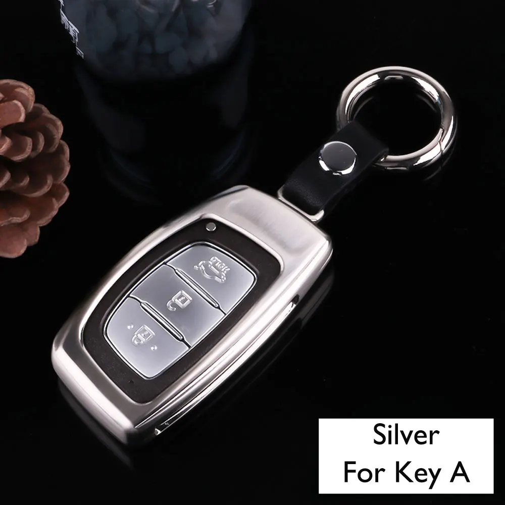 Silver-Key A Чехол для ключей автомобиля из цинкового сплава для hyundai Santa Fe Elantra IX35 IX20 IX45 IX25 Sonata с дистанционным управлением Защитная крышка для ключей - Название цвета: Silver-Key A