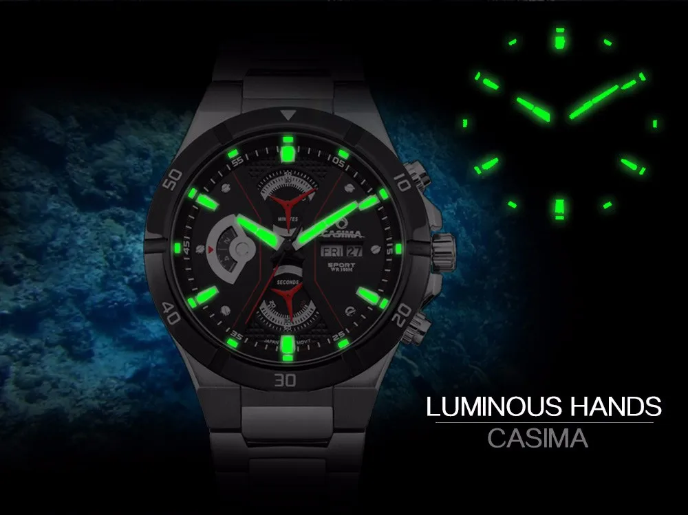 Reloj Hombre Люксовый Бренд CASIMA Нержавеющая сталь полный Военный Спорт Мужские часы водонепроницаемая Дата Мужские кварцевые наручные часы