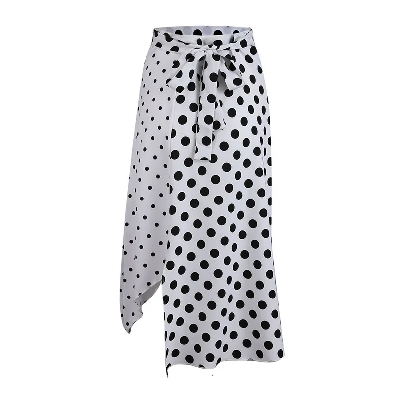 Длинная юбка в горошек с разрезом женская новая Асимметричная пляжная макси