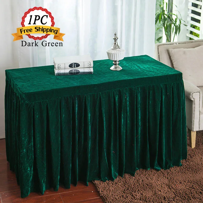 1 шт. декоративная бархатная плиссированная юбка для стола из полиэстера|table
