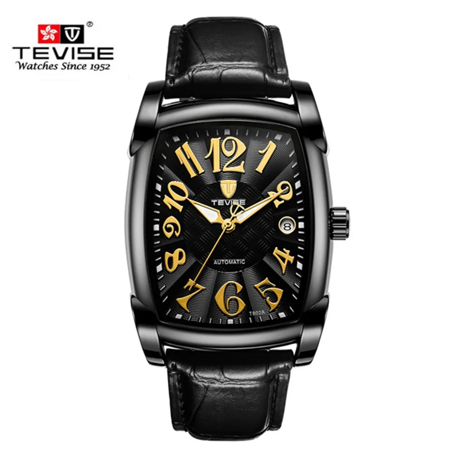 

New Style TEVISE Brand Luxury Men Square Waterproof Stainless Steel Business Watch Men's Automatic Mechanical Watch Analog Clock
