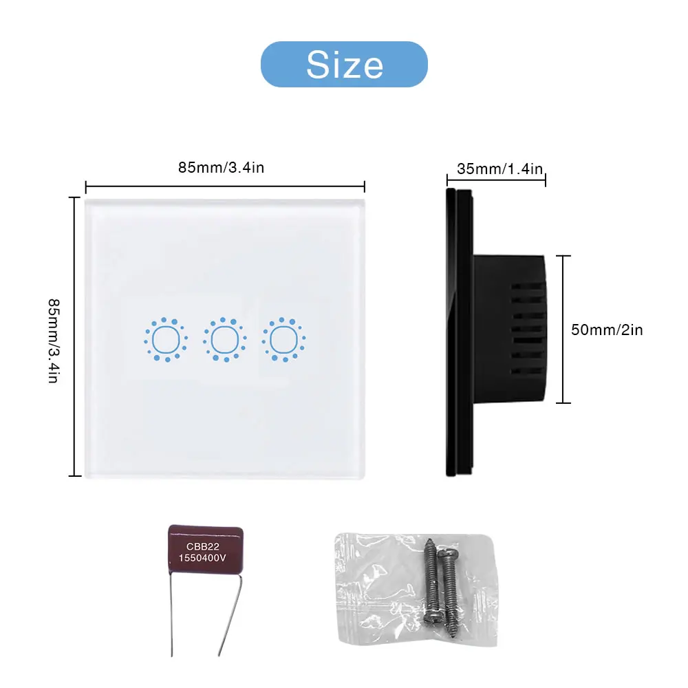 Настенный выключатель EACHEN WiFi Smart RF 433/ APP / Touch Control настенный светильник 1/2/3 Gang