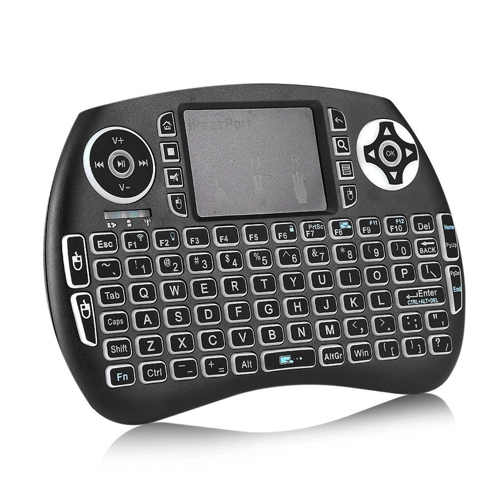 IPazzPort Мини 2 4 ГГц Беспроводной QWERTY клавиатура Air Мышь Touchpad Подсветка для Smart ТВ