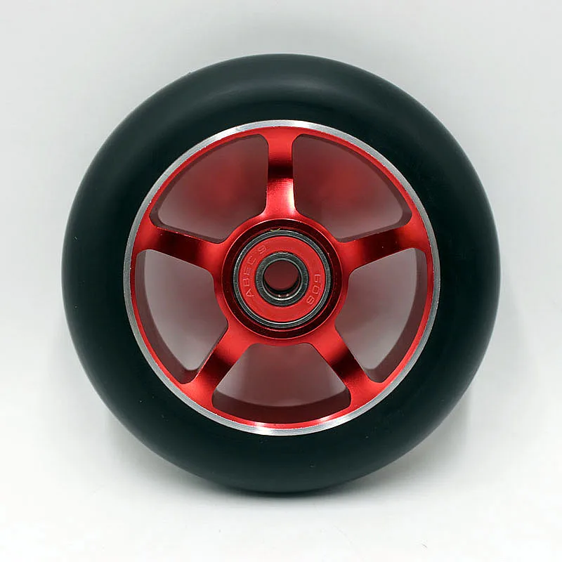 Red 100mm 5X 2 шт хорошее качество колеса для трюкового скутера 100 мм с ступицей из алюминиевого сплава 608 ABEC-9 подшипники 88A колеса для роликовых коньков - Цвет: Red 100mm 5X