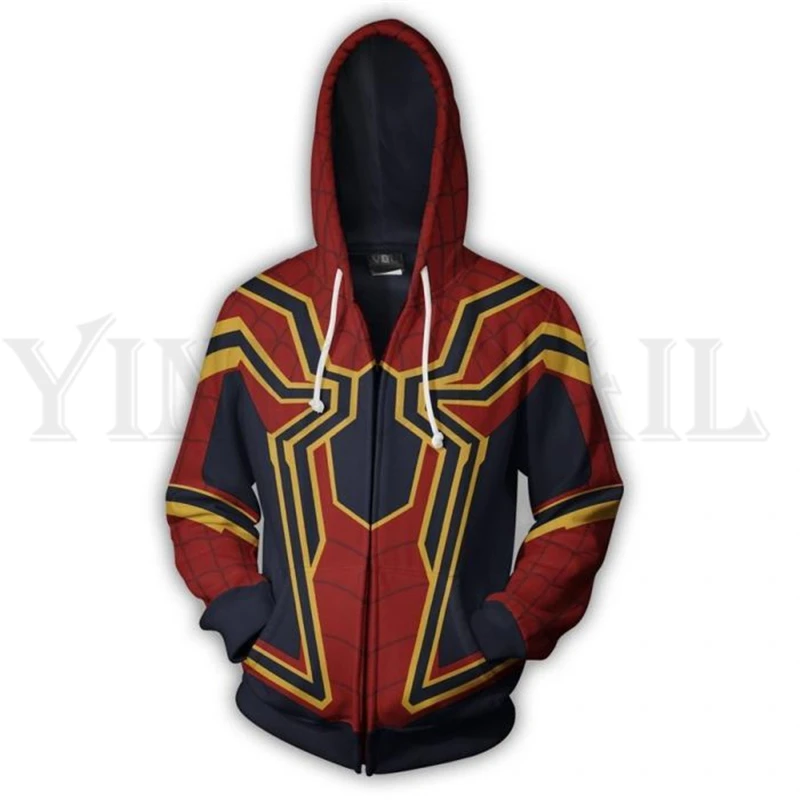 Iron Spiderman Мстители 4 эндигра для мужчин и женщин толстовки на молнии Доктор Стрэндж 3D куртка с капюшоном супергерой Толстовка уличная Косплей Костюм - Цвет: Iron Spiderman