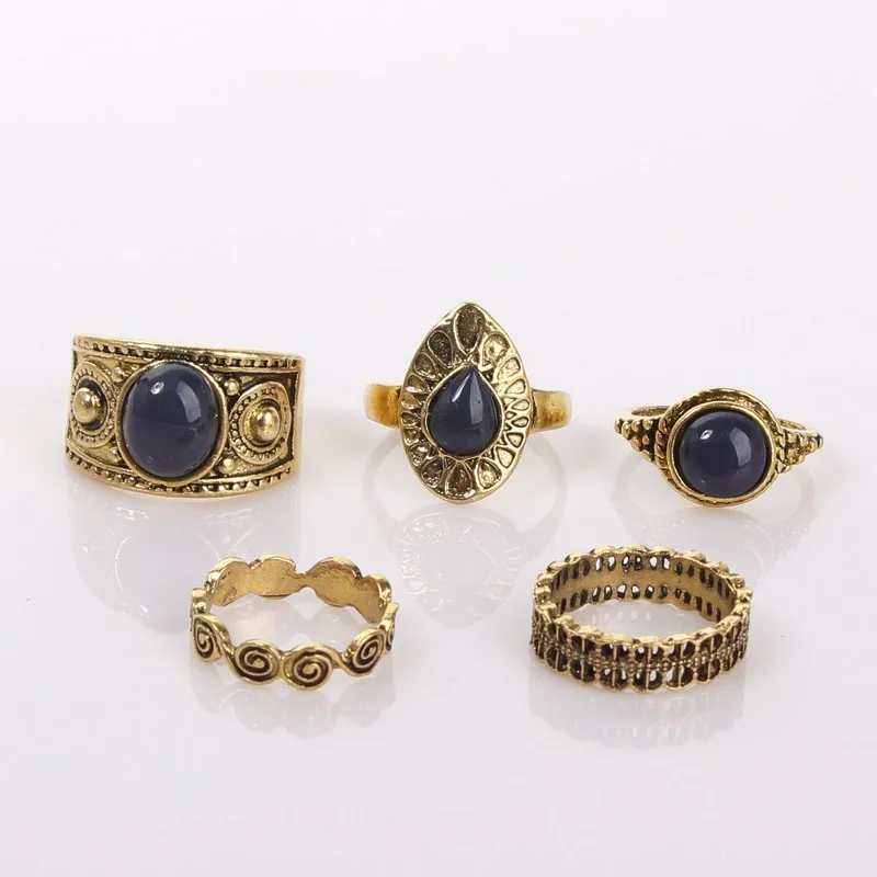 Женский набор из циркония Винтажное кольцо в этническом стиле с волнистыми