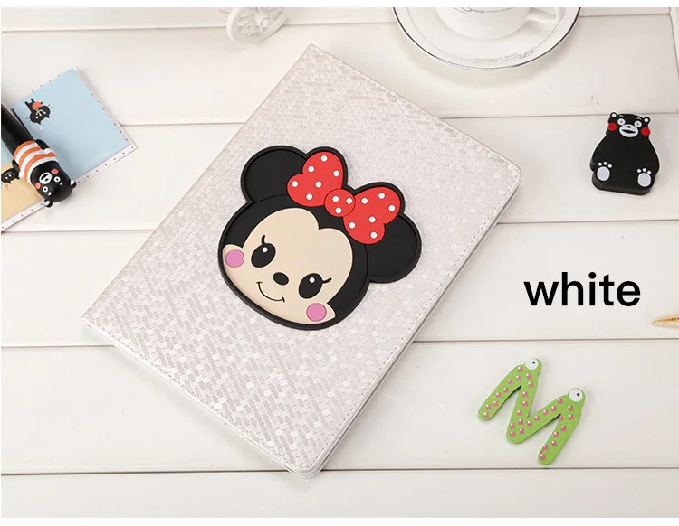Minnie White Из искусственной кожи флип чехол для Apple air 1 air2 чехлы смарт-подставка чехол для мультфильм аниме футляры для планшетов ipad 5 6 pro2017/ - Цвет: Minnie White