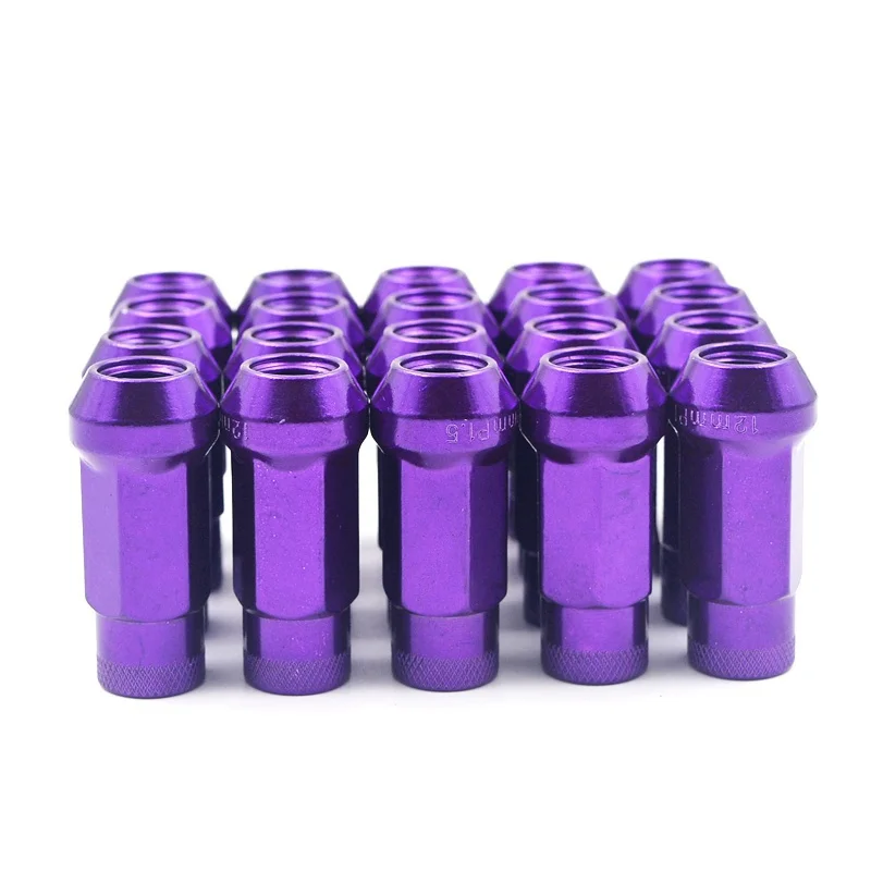Purple Синий и красный цвета золотой Радужный фиолетовые титановые серебряные 48 мм открытого конца Сталь M12 1,5 1,25 Muteki гоночный автомобиль обод колеса гайки - Название цвета: Purple