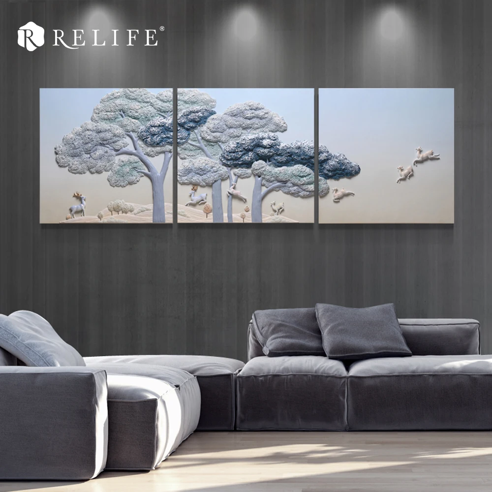 100% ручная роспись лес Модульная картина с ландшафтом фотографии на стене картины