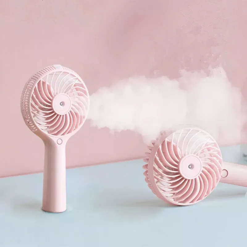 Портативный вентилятор с водяным туманом ручной электрический USB Перезаряжаемый