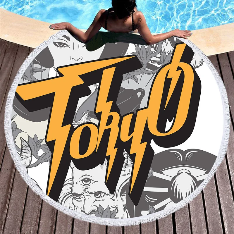 Пляжное полотенце в европейском стиле ретро со звездами солнца для женщин