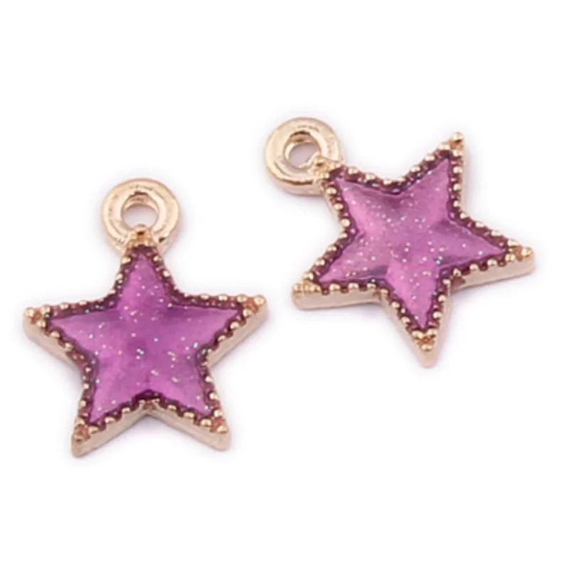 TJP 10 шт Золотая Эмаль Яркие Подвески масло пятиконечная звезда бронзовая