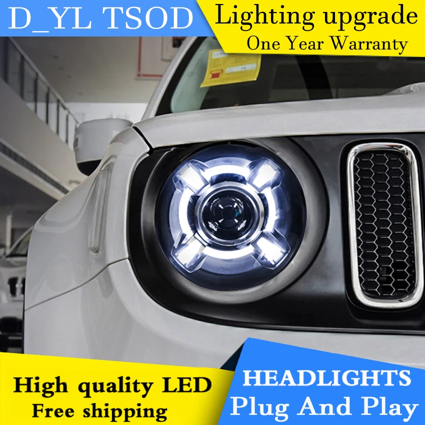 

Car Styling Headlights for Jeep Renegade2016 LED Headlight for Renegade Head Lamp LED Daytime Running Light LED DRL Bi-Xenon HID