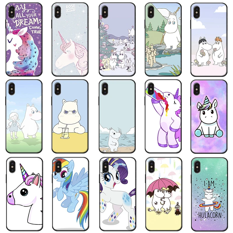 Hippo Rainbow Unicorn Horse cute animal Soft Silicone Phone Case for iPhone X XS MAX XR 7 8 6 6S plus 5S SE |