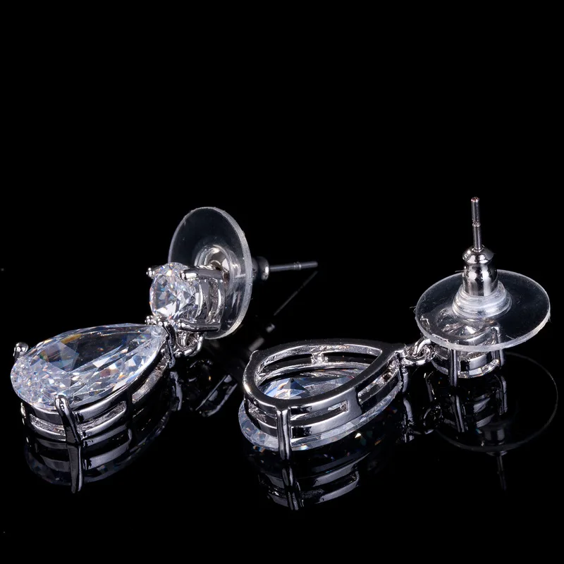 Новые модные серьги в форме капли воды для женщин свадебные с фианитом высшего