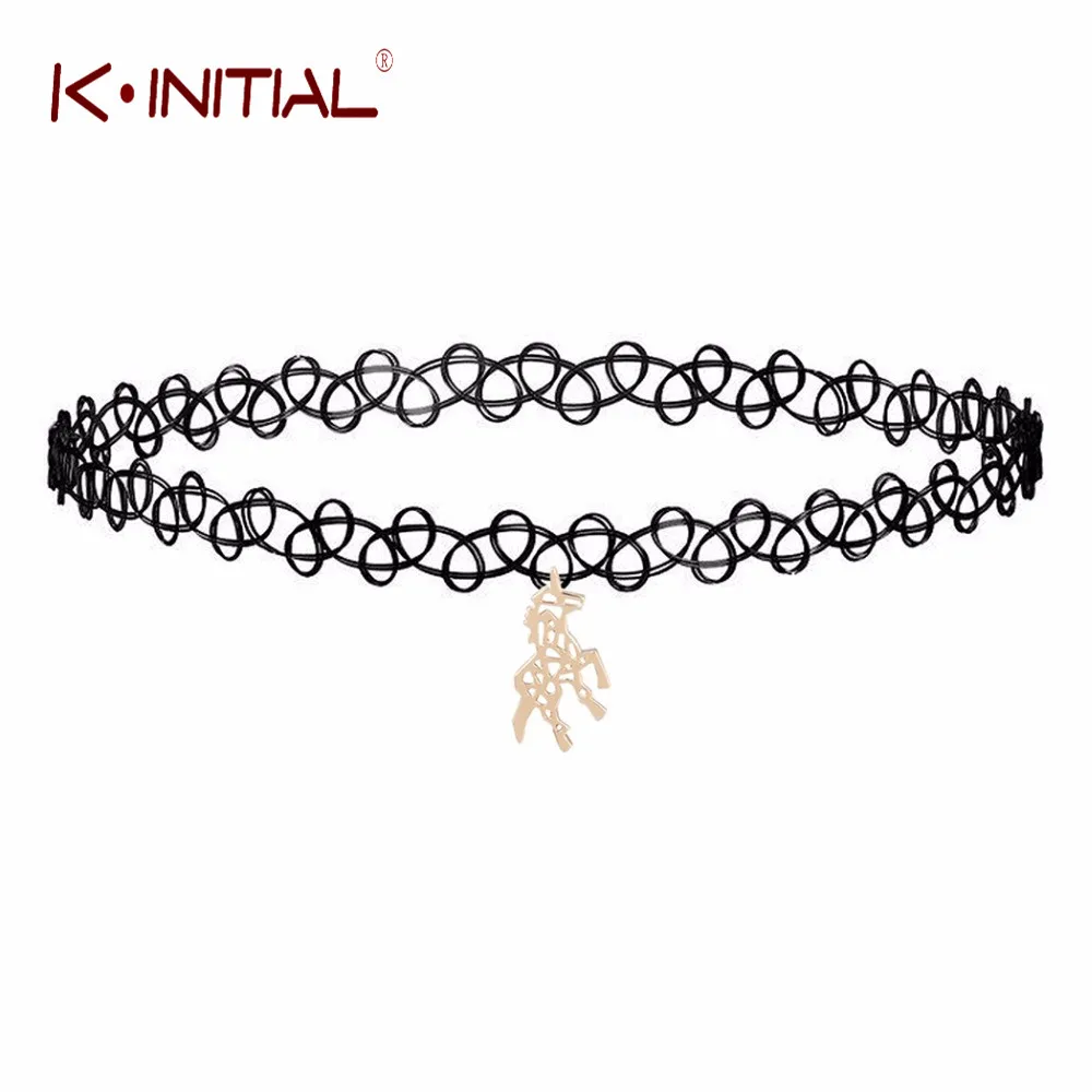 Kinitial 1 Шт. 2017 Женской Моды Единорог Лошадь Шеи Показать Панк Ювелирные Изделия