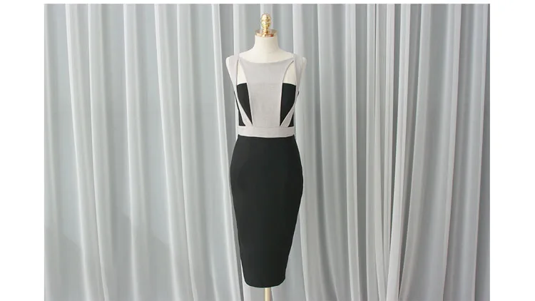 2018 корейское платье женское сексуальное с вырезом черное бежевое разрезом на