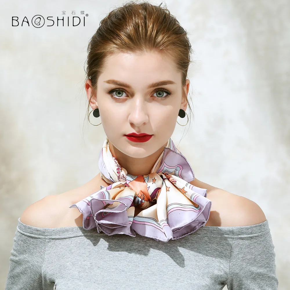 [BAOSHIDI] 2017 Осень Новое поступление 100% шелк 16 момме толстый 90*90 см квадратный шарф