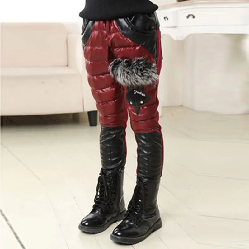 Новинка 2017 года зима теплая Обувь для девочек Леггинсы утолщение детские штаны