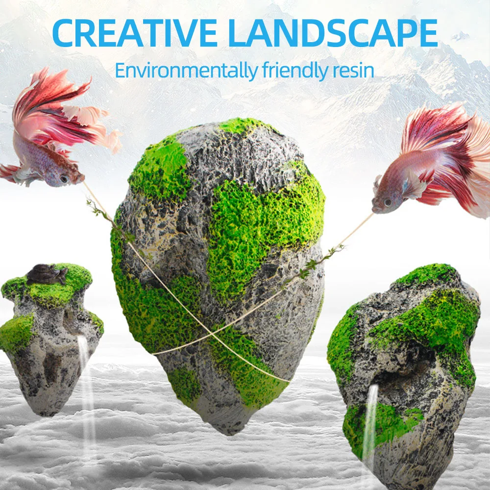 Плавающий камень подвесной искусственный украшение для аквариума летающий