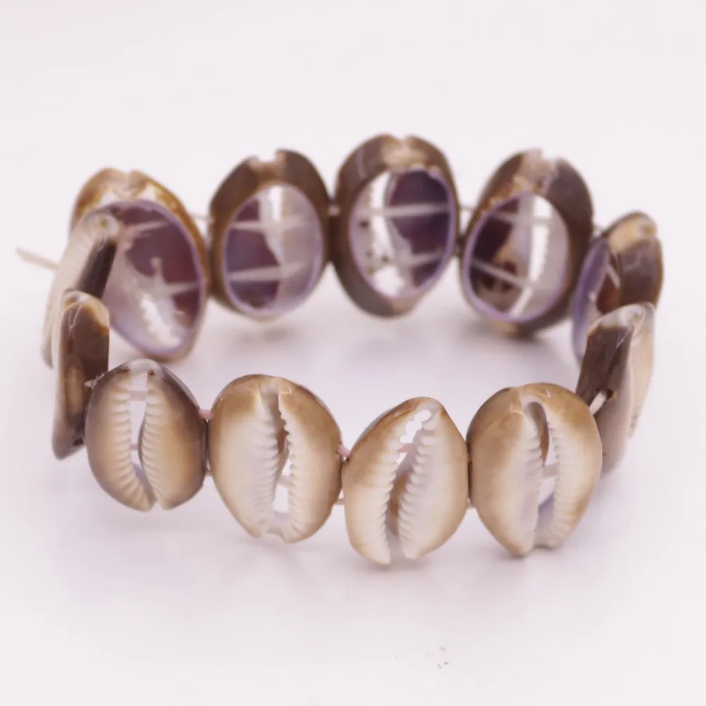 20mm-28mm Free Form Natural Conch Shell Stretch Bracelet 7&quot Jewelry Brown White Beige Choose | Украшения и аксессуары