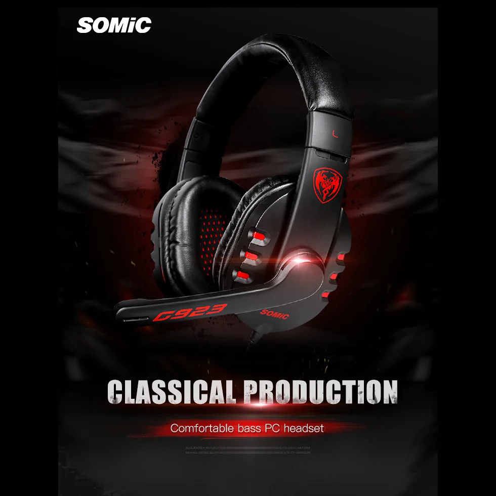 Top Deals Original SOMiC G923 Stereo Sound Gaming Headphone with Microphone PC Headset computer game | Электроника