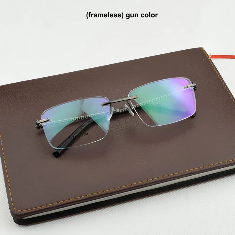 rimless 001 Модная брендовая Высококачественная оправа для очков без оправы, мужские титановые оправы для очков для женщин, квадратные деловые очки nerd - Цвет оправы: rimless 001