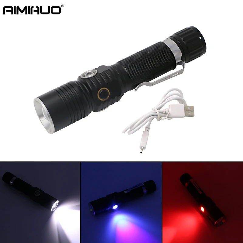 AIMIHUO Cree XML T6 светодиодный фонарик зарядка через usb УФ Водонепроницаемый свет лампы