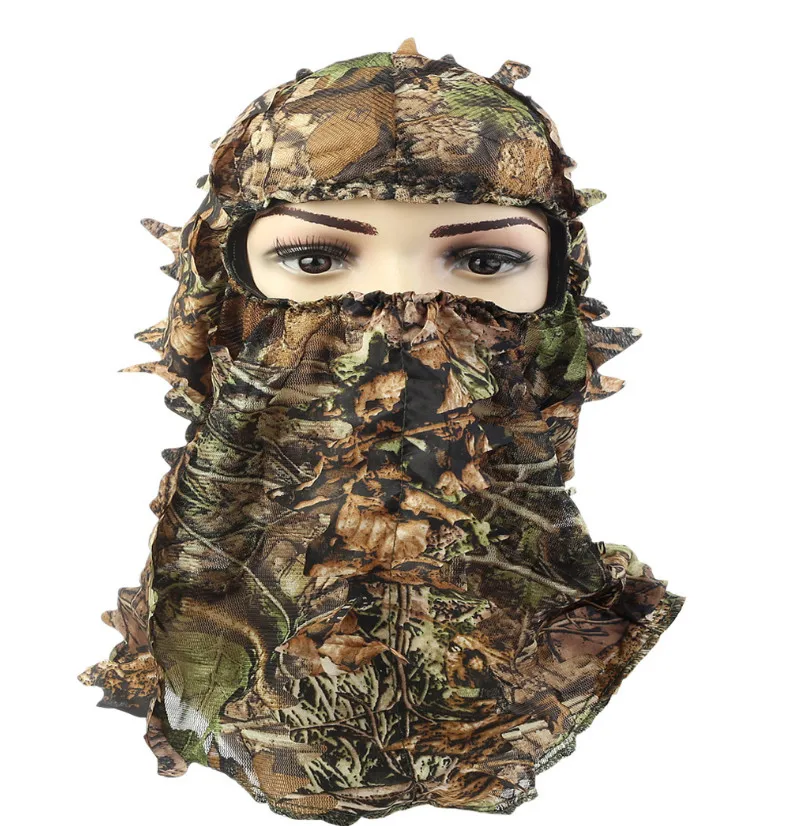 Кленовый лист шаблон Камуфляж ghillie Костюмы же стиль охотничьи шапки капюшон голова сетка глазное отверстие открытие шарф Охотничьи аксессуары
