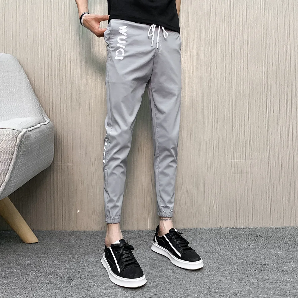 Модные летние штаны 2019 мужские брендовые Новые облегающие для уличного бега