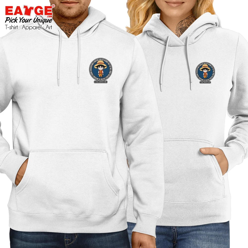 Novelty Unisex Warm Fleece White Pullover Skate Pop Design Funny Anime Crossover Sweatshirts Monkey Goku VS Luffy Hoodies | Мужская