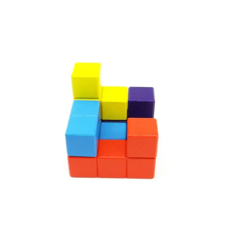 2016 Новый деревянный 3D Головоломки Красочные MagicTetris разведки куб ребенок Обучения